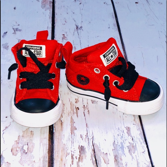 boys red high top converse